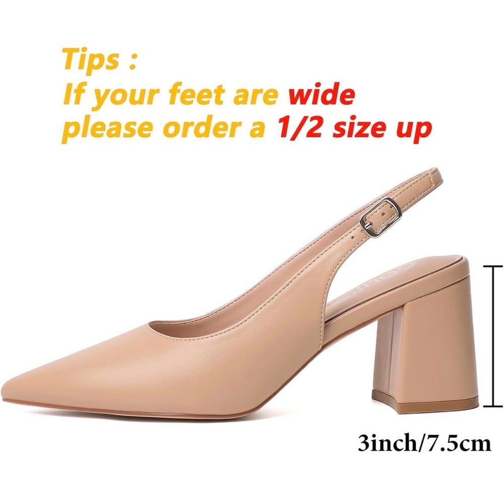 Chic Tan Slingback Block Heels - Picture 5 of 9